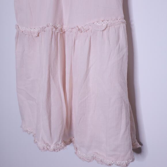 SUNDAY BEST Aritzia Angela Mini Dress Mochi Pink Tiered Strappy Sleeve Women's S - Picture 4 of 12